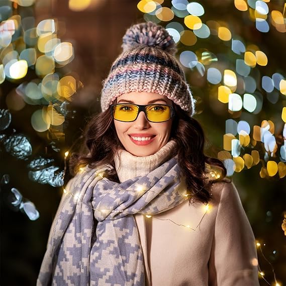 Feisedy TAC UV400 for Night Large Yellow B2593 Over-the-Eye Sunglasses, Polarized, Protection, Driving, Size, Lenses, Unisex,