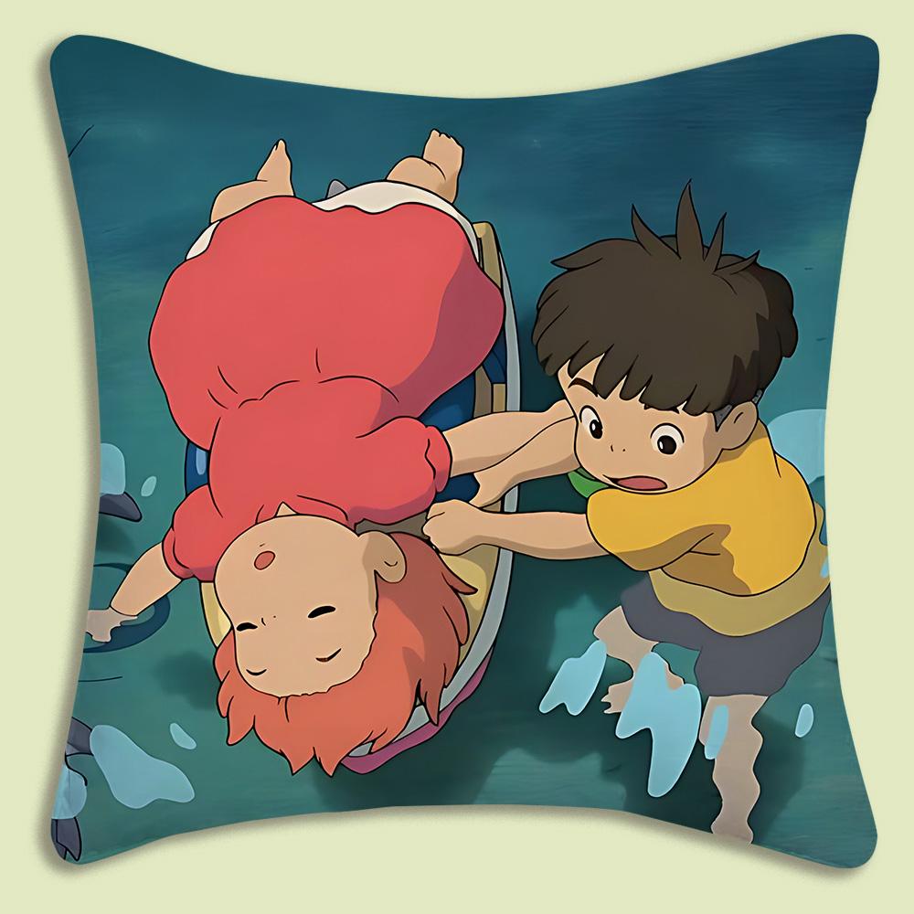 Cute Cartoon Ponyo Pillow Covers Cartoon Sofa Decorative Home Double-Sided Printing Short Plush Cute Cushion Cover