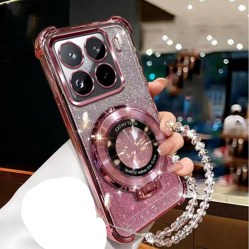 Crystal Bracelet Magnetic Stand Phone Case on For Tecno Spark 40 Pro Plus 40C Spark 20 20C 10 Pro Slirm Glitter Shockproof Cover