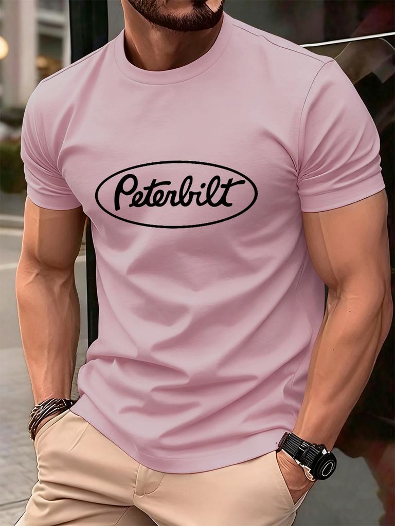 T-shirt in Cotone con Stampa Lettere Peterbilt da Uomo Estive Morbide Oversize Girocollo Manica Corta Top Comodi Abbigliamento Base