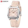 CURREN Fashion Women's Minimalist Square Quartz Watch Casual Sports Silicone Women Gift Clock Watches