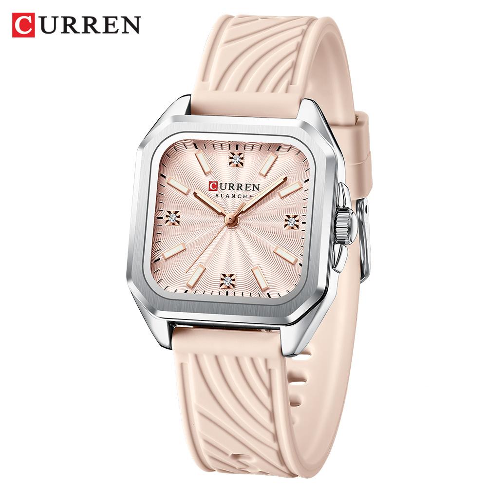CURREN Fashion Women's Minimalist Square Quartz Watch Casual Sports Silicone Women Gift Clock Watches