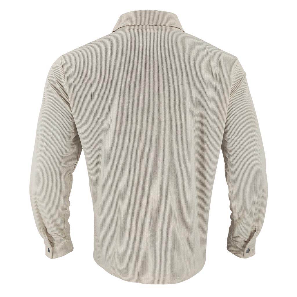 Men's Corduroy Button Down Shirts Casual Long Sleeve Shacket Jacket With Flap Pockets