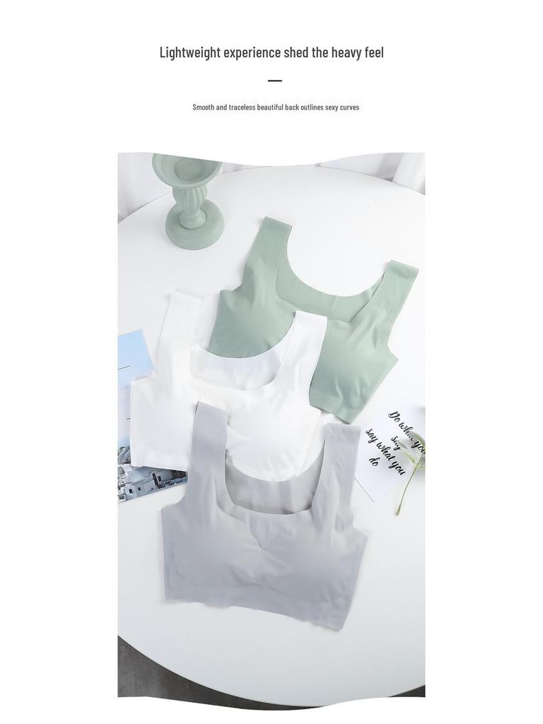 Comfortable Plus Size Wireless Seamless Ice Silk Sports Bra with Beautiful Back Design