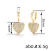 Zircon-Inlaid Love Peach Heart Earrings For Women, Fashionable Temperament Yellow-Gold Jewelry, Popular Daily Elegance