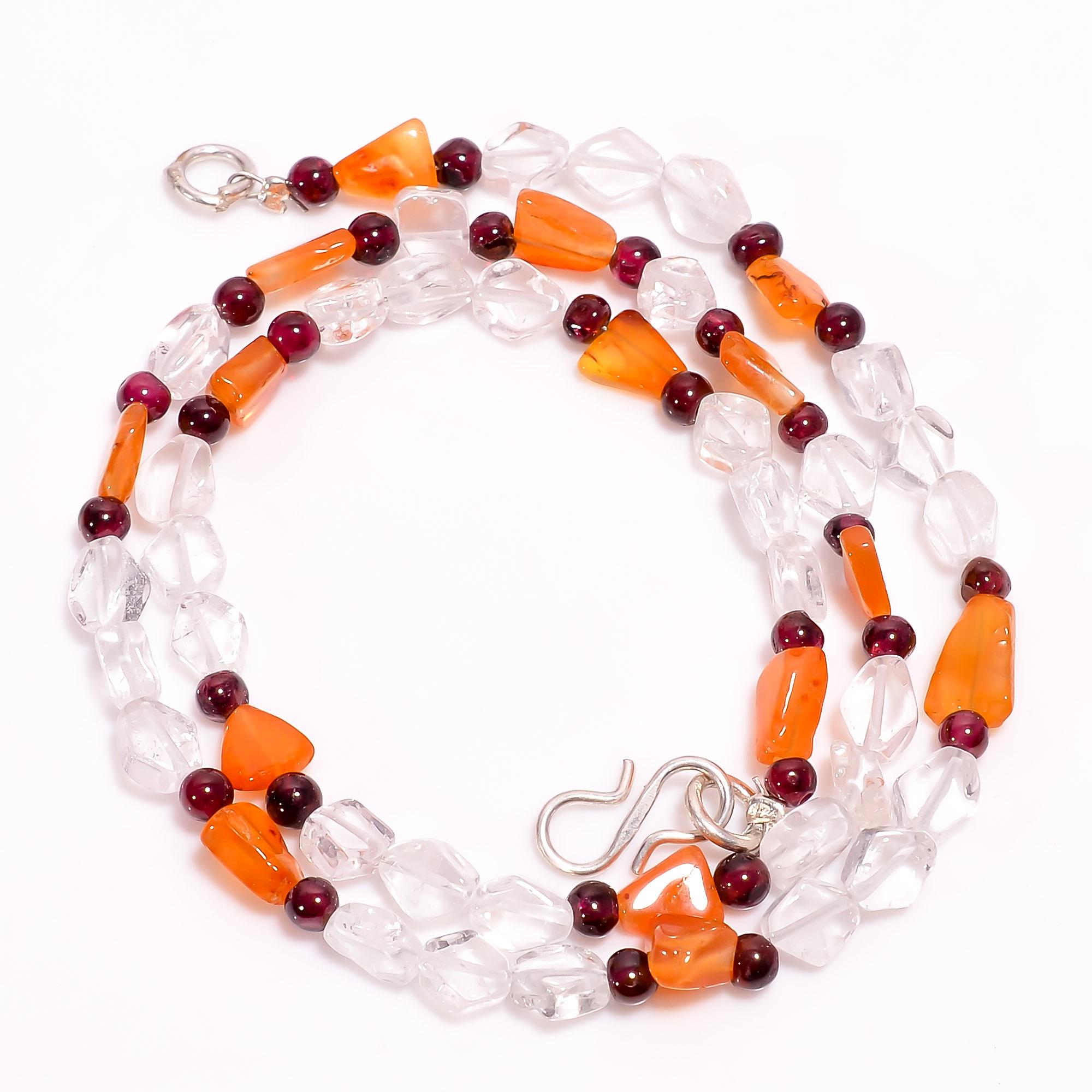 

Натуральный Кристалл Карнелиан Гранат Смешанная Форма Гладкие Бусины Ожерелье 4-9 мм 17,5 UB-8528