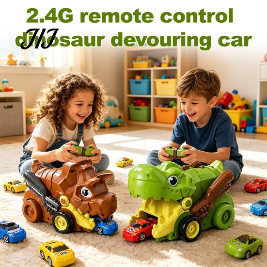 Magnetic Mini Car Toy RC Dinosaur Toy, Remote Control Swallowing Dino Snake Game 2 Players Competitive Electric Vehicle for Kids Educational Toys