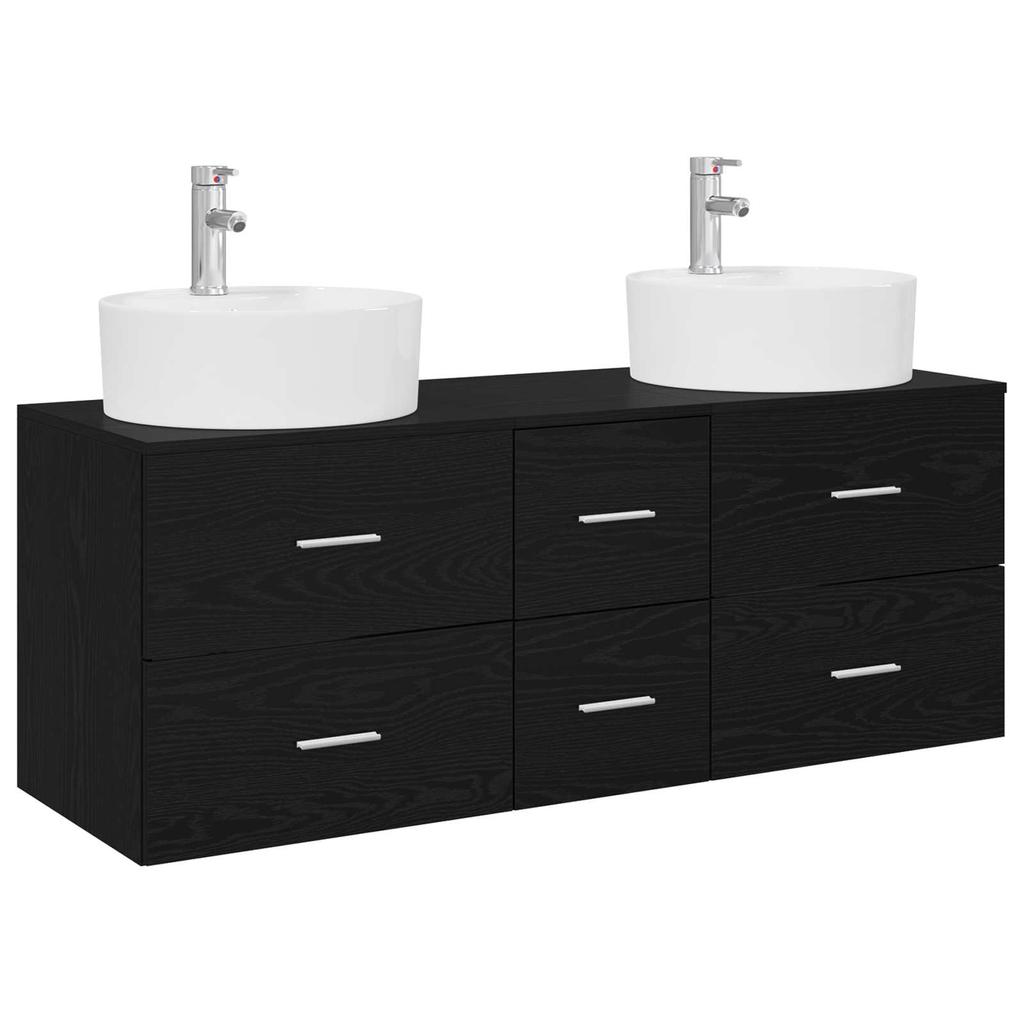 Bathroom Furniture Set 3 Pcs Black 129 X 44.5 X 80 Cm