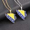 Cross Stainless Steel Bosnia & Herzegovina Map Necklace - Unisex Ethnic Style Titanium Steel