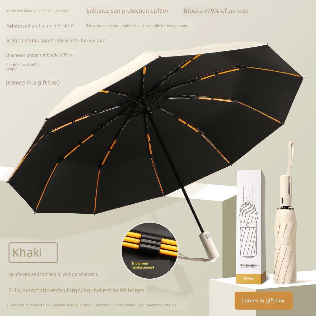 Fully Automatic Dual-Purpose Umbrella, Large Size, Thickened and Reinforced, Foldable Sunshade, Sun Protection, Uv Protection, Sun Umbrella for Men