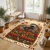 Floral Garden Theme Crystal Velvet Rug Personalized Custom Name Text Soft Floor Mat Home Decor