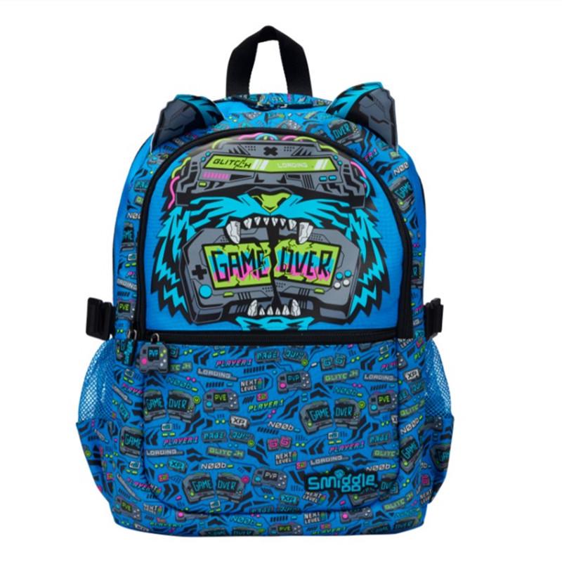 Smiggle Modrý Školní Batoh s Dvojitými Ramenními Popruhy pro 1.-6. třídu - Velký, Dekompresní, Multifunkční Batoh