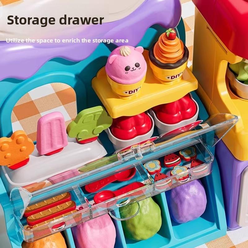 Children Play Ice Cream Maker Toy With Colorful Clay For Creative Fun And Parent Child Interaction