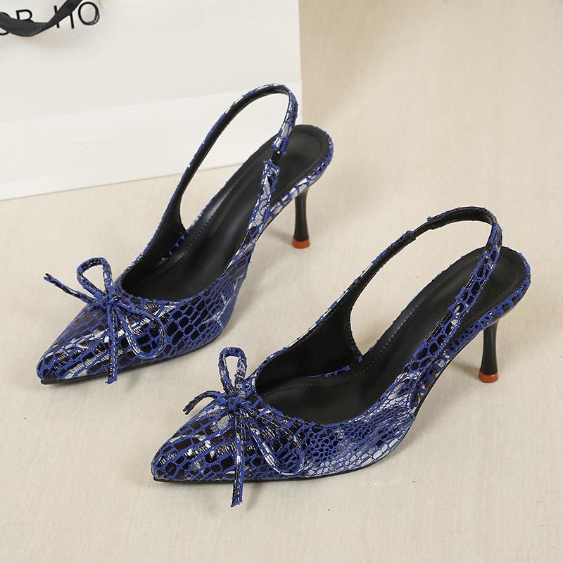 

Baotou Sandals Women s 2026 Summer New Bow Pointed Toe Stiletto Sexy Beautiful High Heels 42 синій