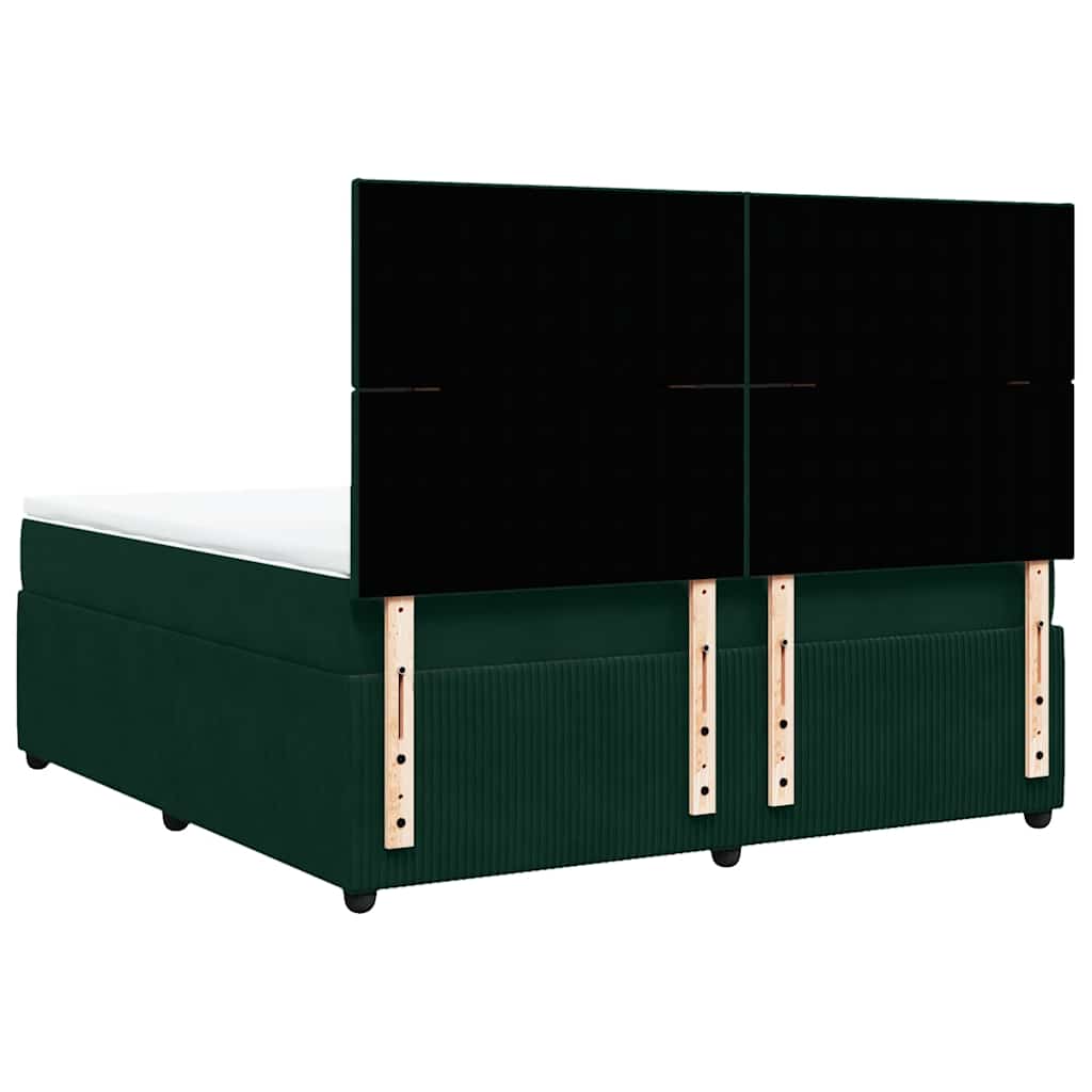 Box Spring Bed with Mattress Dark Green 180x200 Cm Velvet