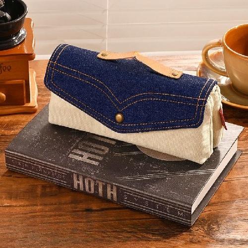 

Simplicity Denim Pencil Case for Kids Casual Retro Large Capacity Stationery Bag for Middle School Pouch Pen Bag with Handle