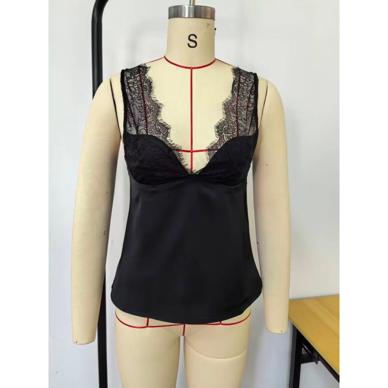 Autumn Women's Lace Texture Slim Fit Versatile Camisole Top