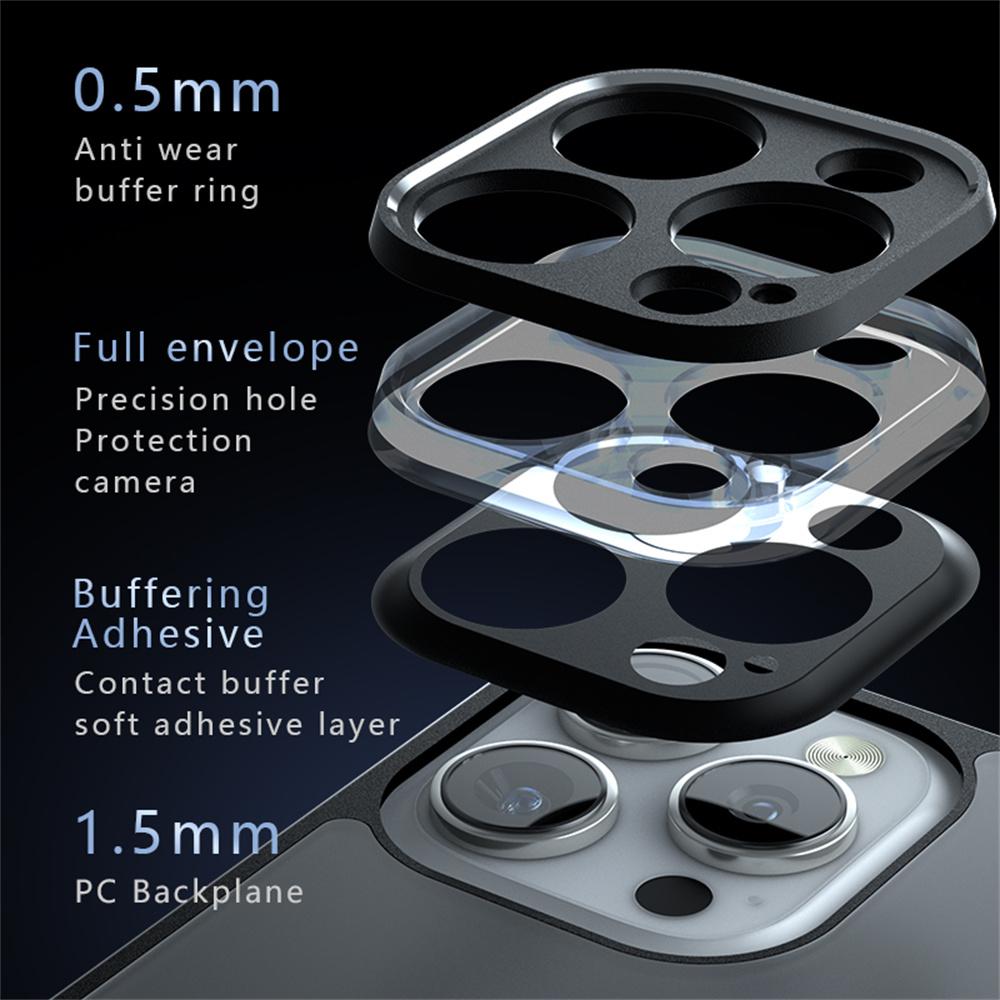 For iPhone 16 Pro Case Skin-Touch TPU + PC Matte Phone Back Cover,Transparent Black