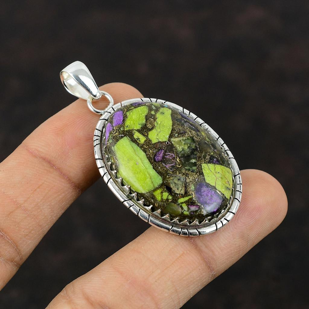 Hänge med kopparstichtit Högkvalitativt ädelstenshänge 925 Sterlingsilverhänge Helt nya smycken Handgjort Boho-hänge Jubileumsgåva