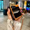 Business Crazy Horse Pattern Magnetic Case for Samsung Z Flip7: Foldable, Anti-Drop, Anti-Lost Lanyard, Compatible with 6/5 Gen.