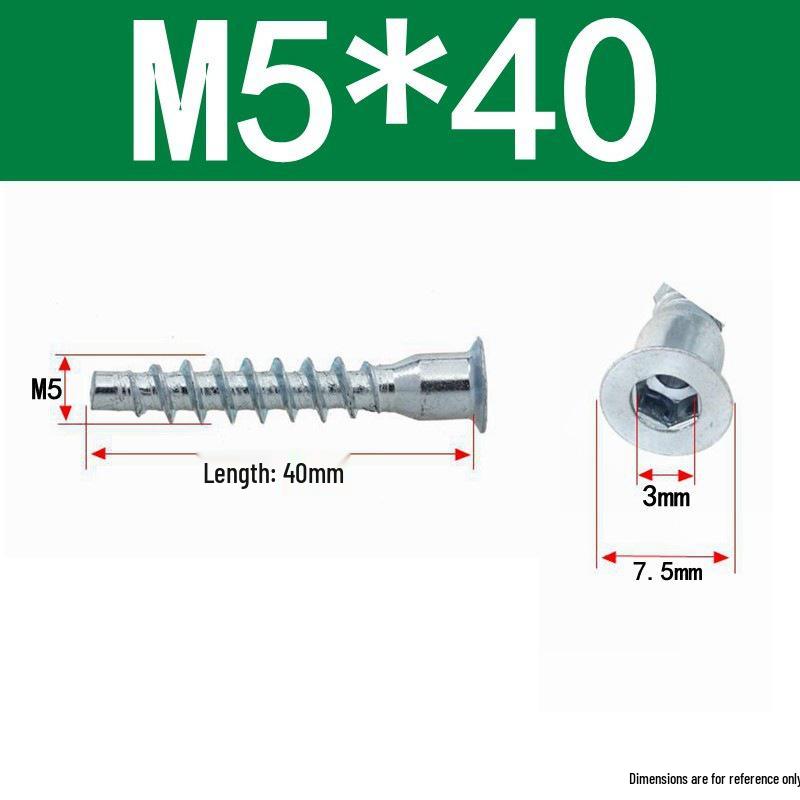 Parafusos Auto-atarraxantes para Madeira com Cabeça Escareada e Soquete Hexagonal Overmountain M5/M6/M7 para Reparo de Móveis.