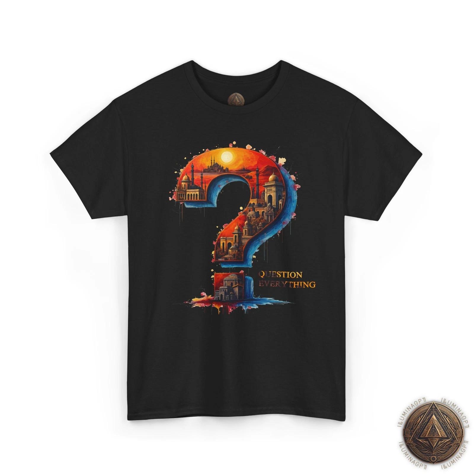 Question Everything T shirt For Men & Women, Colorful Alternate History Buff Tee 2XL