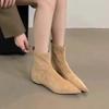 Women Flats Pointed Toe Boots Sexy Suede Ankle Boots Designer 2025 New Winter Shoes Chelsea Elegant Party Woman Fashion Botas