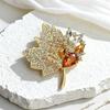New Yellow Maple Leaves Full Crystal Rhinestone Brooch Pins Party Wedding Girl Friend Christmas Gifts