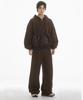 Fanshow (Setup) Pocket Hooded Zipup + Leather Belt Wide Pants- Brown
