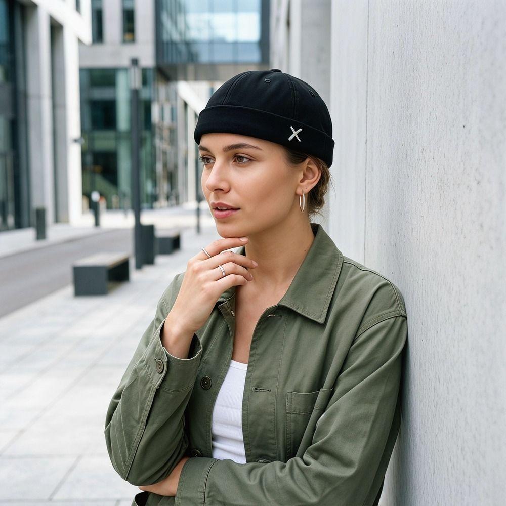 Metal X Logo Beanie Hat Vintage Brimless Skullies Cap Leisure Casual Melon Caps Streetwear