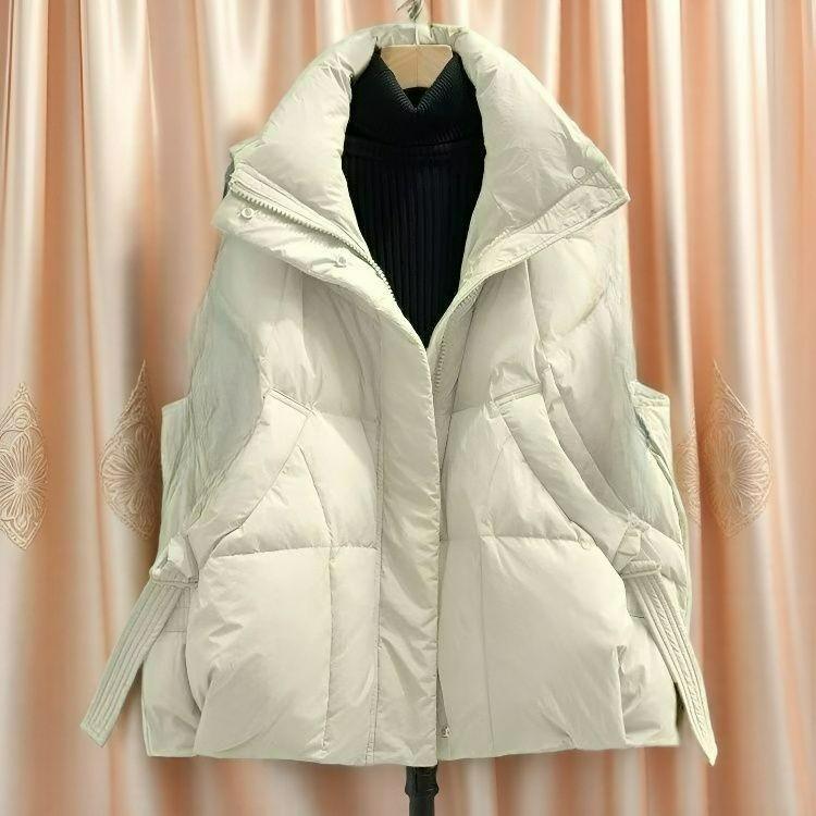 Plus Size Down Cotton Waistcoat Women's Outer Wear Western Style Autumn and Winter Sleeveless Waistcoat Thickened Jacket
