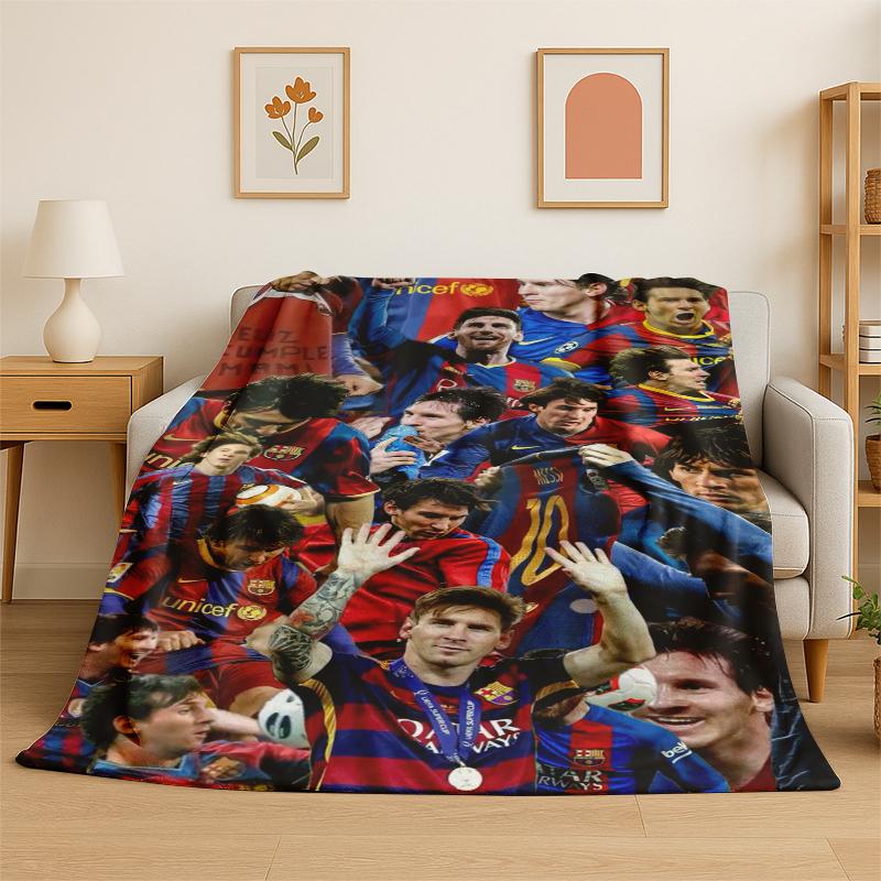 Ziege M-Messi Fußball Sport Star Flanell Decke Weich Warm Überwurfdecke für Schlafzimmer Wohnzimmer Bett Reise Camping Picknick Kind