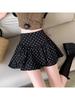 Plus Size Grey Polka Dot A-line Short Skirt for Autumn - High Waist Fluffy Cake Design for Women