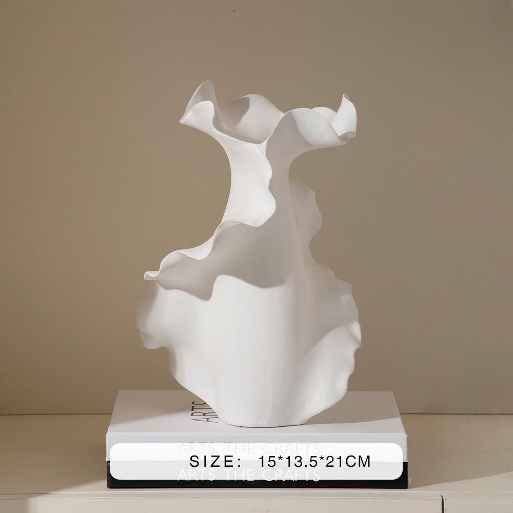 Handmade Ceramic Vase Irregular Hem Petal Shape Wavy Tulip Flower Pot Floral Arrangement Accessories Home Decoration Ornaments