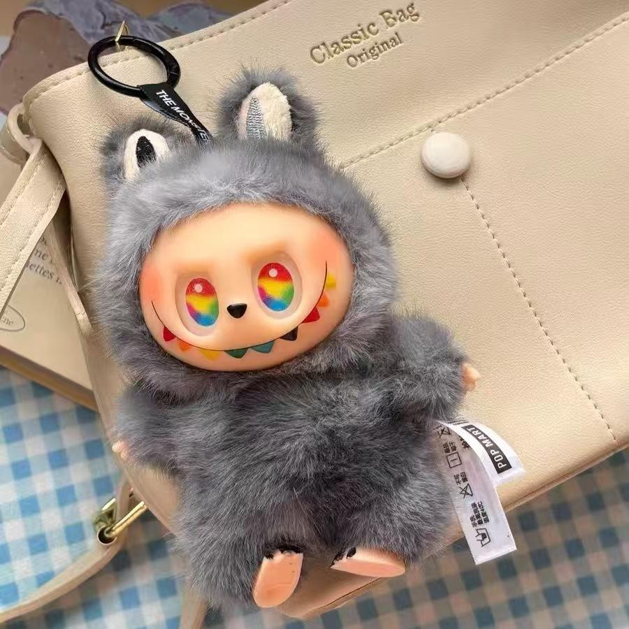 Cartoon Style Labu Fabric Third-generation Stock Plush Toy Pendant, Super Cute Bag, Car Hanging Accessory