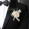 Pearl White Roses Artificial Boutonnieres Flowers Silk Flowers Groom's Chest Flower  Bride