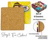 Inkdotpot Set of 6 Drink Coasters Easy Clean 4 Inch Square  Coasters  Cork Base-  Reusable- Funny Bachelor