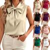 Sleeveless Satin Blouse for Women with Bow Tie Neck Elegant Casual Office Top Soft Fabric Stylish Fit Suitable for Various Occasions