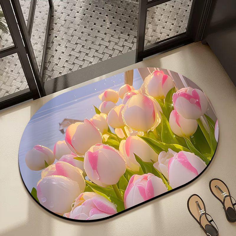 Bathroom Floor Mat Diatom Mud Household Toilet Toilet Mat Toilet Door Non-slip Absorbent Flower Foot Mat Blanket