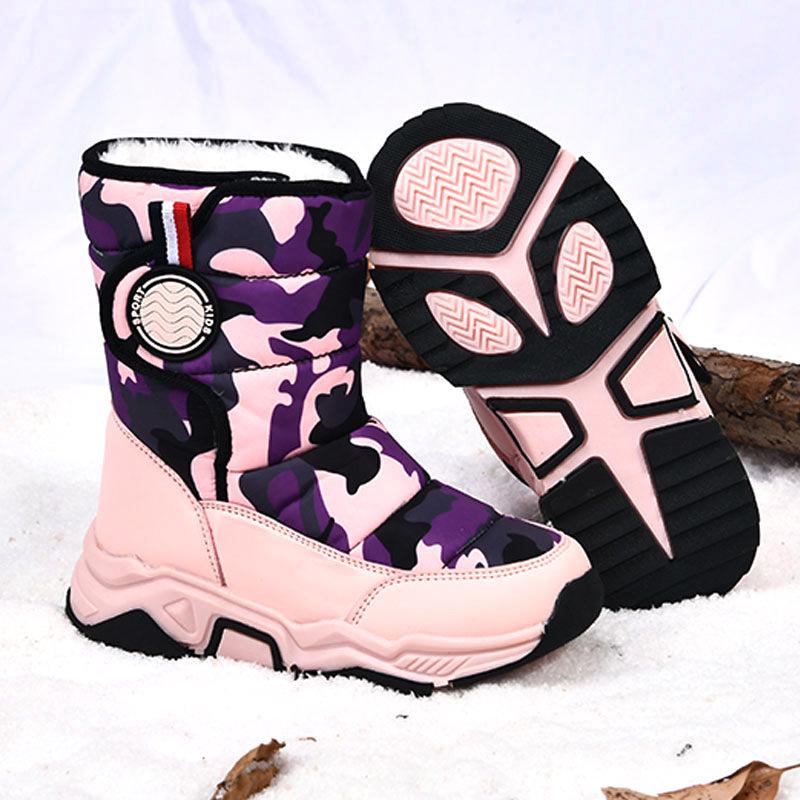 Kids' Winter Snow Boots - Warm, Velvet-Lined, Anti-Slip Leather Shoes for Outdoors