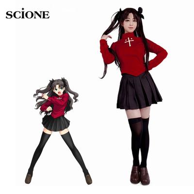 Costume de Cosplay Scione Fate Stay Night Rin Tohsaka pour femmes, jupe haut rouge, tenue d'halloween