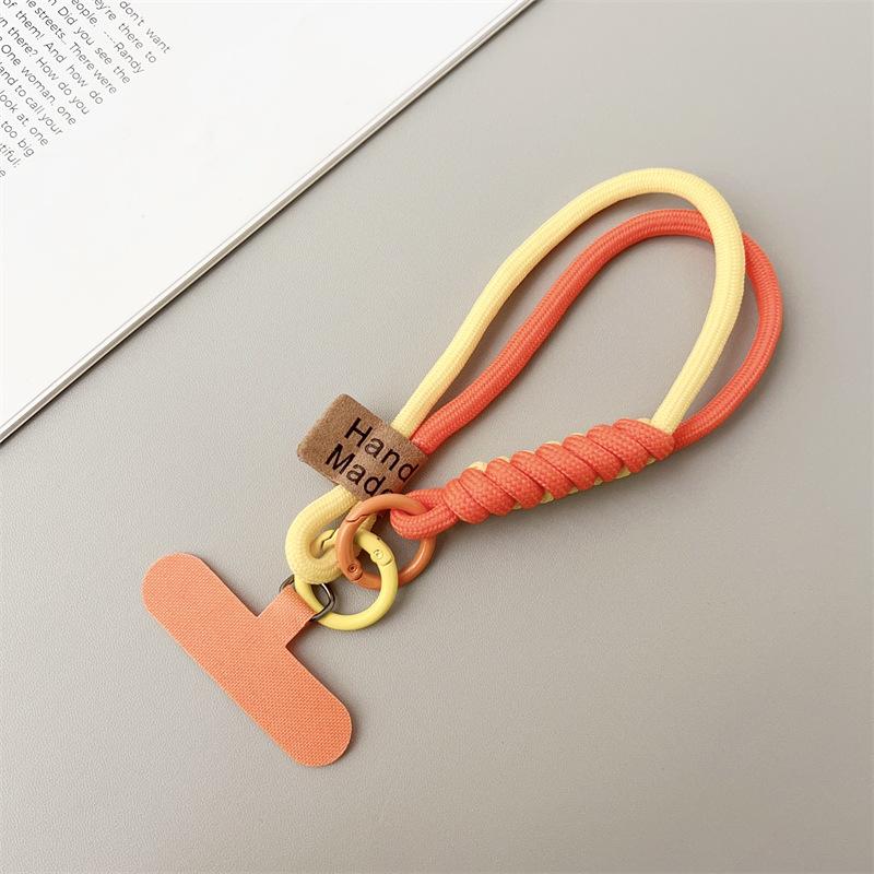 New Short Phone Lanyard With British Style Contrasting Color Weaving and Fashionable Smiling Face Wrist Strap for Phone Cases