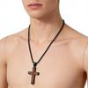 Handcrafted Wood And Stainless Steel Crucifix Pendant Necklace For Men And Boys Unique Design Natural Texture