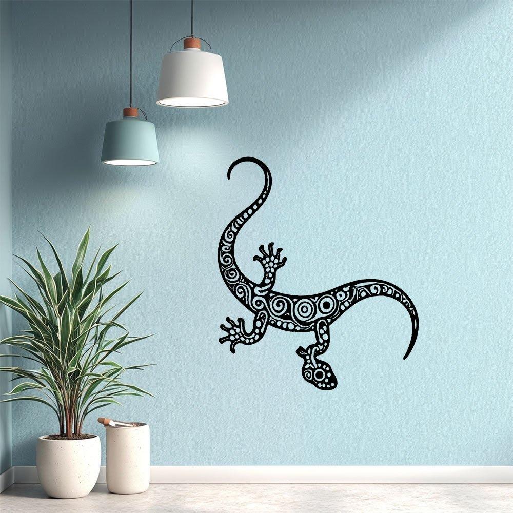 1pc Modern Iron Lizard Wall Art, Black White Reptile Decor, Durable Metal Outdoor Garden Ornament, Easy Hang for Home Patio Office