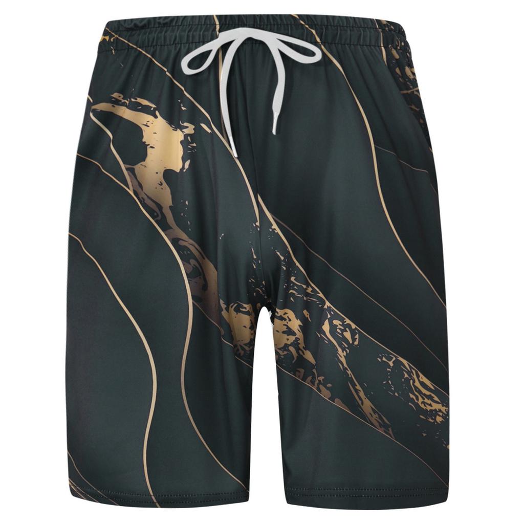 Men's Funny Beach Shorts Slim Drawstring Black  Series 3D Printed Shorts With Pockets