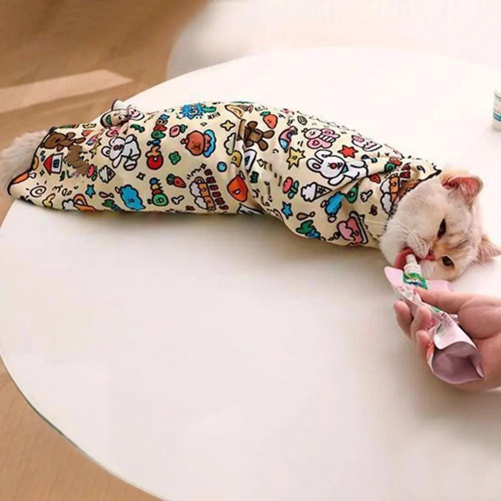 Self-Adherent Cat Restraint Wrap Anti-Scratch Cat Calming Wrap Folding Cosmetic Bag  Home