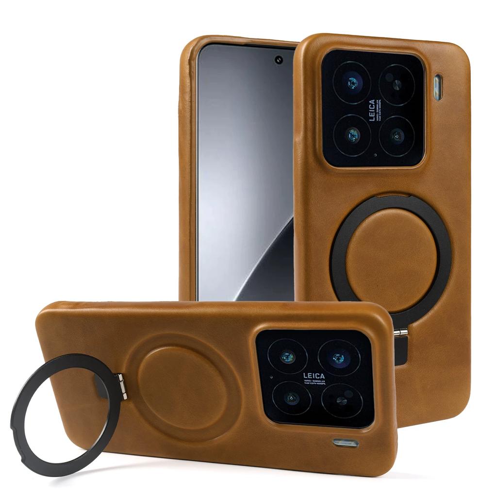 Gewachste Lederhülle für Xiaomi 15 Ultra 17 Pro Max 14 13T Pro Business Vintage Schlank Passend Magnetischer Ständer Vollständiger Körperschutz Stoßfest