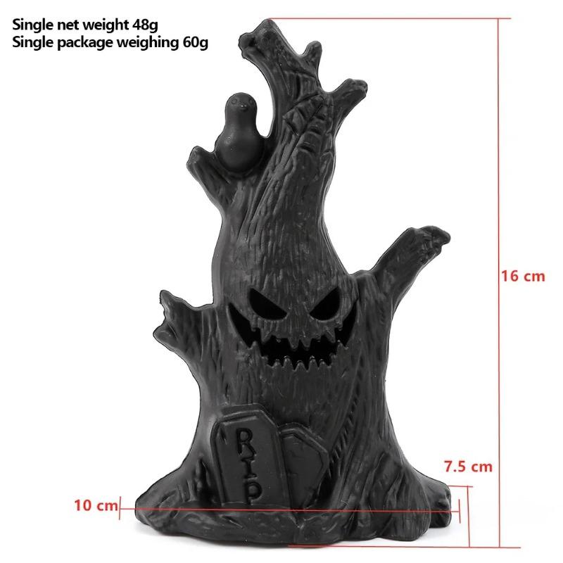 1-10PCS Halloween LED Ghost Face Tree Statue with BatterySpooky Tree Demon Statue Tabletop Bark Face Figurine for Indoor Outdoor