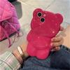 Ins Korean Cute 3d Cartoon Bear Pink Phone Case For Iphone 14 13 12 11 Pro Xs Max X Xr Lovely Animal Shockproof Soft Back Cover