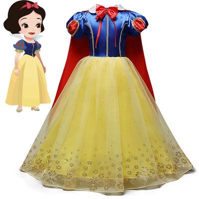 Kids Girls Princess Belle Elsa Anna Aurora Fancy Dress Cos Costume Tulle Dresses
